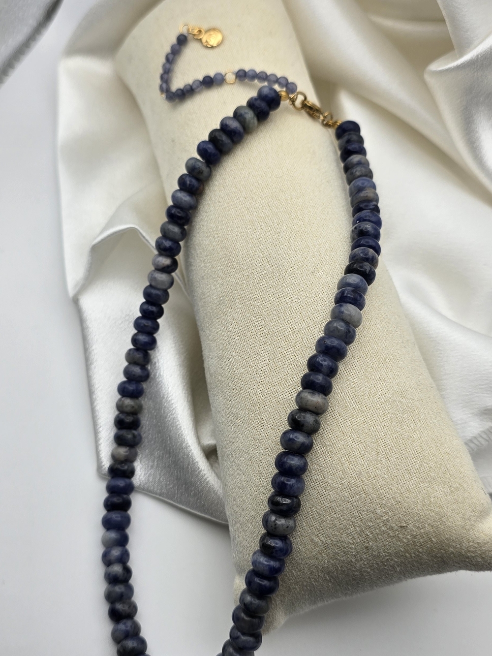 Mayamar Blue Lapis Beaded Necklace In Gold Tone